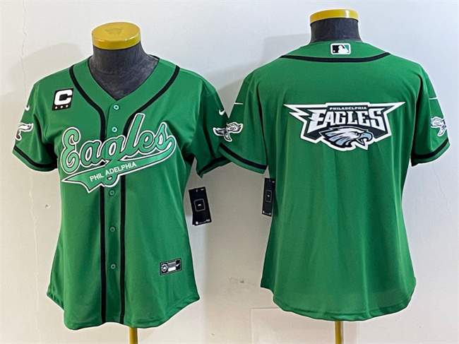 Women's Philadelphia Eagles Green Team Big Logo With 3-Star C Patch Cool Base Stitched Baseball Jersey(Run Small) Women's Philadelphia Eagles Green Team Big Logo With 3-Star C Patch Cool Base Stitched Baseball Jersey(Run Small)